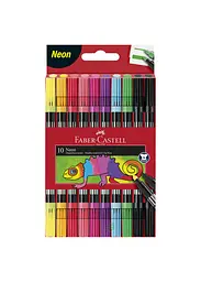 Фломастери 10 кол. FABER CASTELL Fibre-Tip Neon двосторонні (151109)