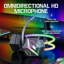 Навушники Onikuma ігрові X-10 Max з мікрофоном 7.1 об’ємний звук 50 мм динаміки RGB підсвітка геймерська гарнітура для ПК - мініатюра 3