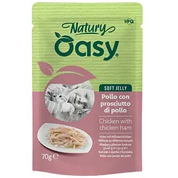 Вологий корм Oasy Cat Wet Natury для дорослих котів курка з шинкою 70 г