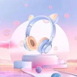 Навушники Hoco Cat ear headphones with mic W36 блакитні - мініатюра 5