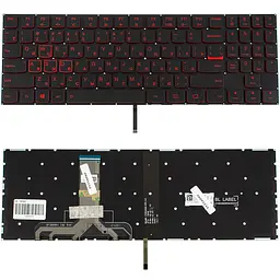 Клавіатура для ноутбука LENOVO (Legion: Y520-15) rus, black, без фрейма, підсвічування клавіш(оригінал RED) - мініатюра 2