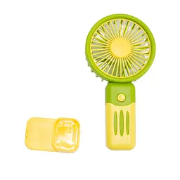 Вентилятор портативний Handheld Fan JX-991 зелено-жовтий, ручний міні вентилятор на акумуляторі бездротовий - мініатюра 2