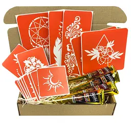 Набір кольорової хни з трафаретами для біо-тату №6 Fresh Tattoo color-henna-set-06 - мініатюра 2