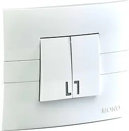 Вимикач двоклавішний Mono Electric, ECO білий без підсвічування
