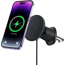 Автотримач із бездротовою зарядкою Baseus CW01 Magnetic Wireless 15W Black (C40141001111-00) [143780] - мініатюра 2