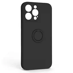 Силиконовый чехол для Apple iPhone 14 Pro Max, Icon Ring, черный, панель-накладка, с кольцом-подставкой на 360°, противоударный, возможность использования магнитных держателей, ArmorStandart (ARM68718)