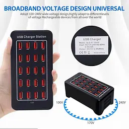 Зарядна станція ILEPO багатопортова на 20 USB портів 100 Вт / мережевий мультизарядний пристрій (19013) - мініатюра 6