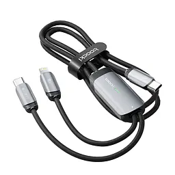 Кабель подвійний зі швидкою зарядкою Toocki PD100W Type C to Type C/Lightning 1.2 м сірий (14215) - мініатюра 3