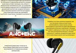Беспроводные Bluetooth 5.3 наушники с микрофоном HATOR HTA430B TWS Hyреrpunk Truepods SyncHUB Black-Gray - мініатюра 7