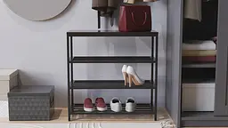 Полиця для взуття Слайм 3 Ferrum-decor 635x630x260 Чорний метал ДСП Венге Магія 16 мм (FRD-105157)