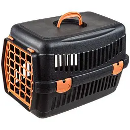 Переноска AnimAll для котів і собак чорна з кольоровими дверима 48.5×32.5×32.5 см