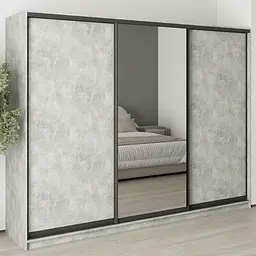 Шафа-купе тридверна MebelStar Уні BG 2ДСП/Дзеркало 270x60x210 см Бетон (MBS-8007)