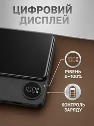 Power Bank 5000 мА·год MagSafe 20 Вт з бездротовим заряджанням 15 Вт, USB Type-C та дисплеєм, чорний (49676356) - мініатюра 5
