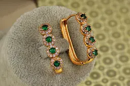 Сережки Xuping Jewelry квартет з зеленим камінням 3,1 см золотисті - мініатюра 2