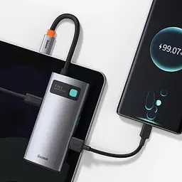 USB-хаб Baseus Metal Gleam Series 4-in-1 Multifunctional Type-C HUB Docking Station Gray(Type-C to HDMI*1+USB3.0*1+USB2.0*1+PD*1) (CAHUB-CY0G) - мініатюра 9