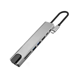 Універсальний концентратор USB для MacBook на 8-Port USB TypeC 3.0 Mini Hub SD, TF, RJ 45 - мініатюра 5