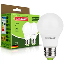 Лампочка Eurolamp LED A60 7W E27 3000K 220V акция 1+1 (MLP-LED-A60-07272(E)) - мініатюра 2