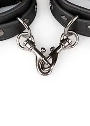 Наручники EasyToys Black Leather Handcuffs (чорний) - мініатюра 4