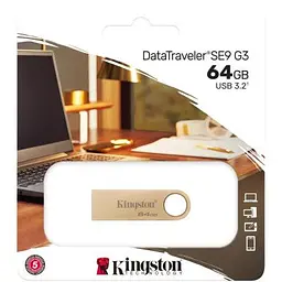 USB флеш накопичувач Kingston 64GB DataTraveler SE9 G3 Gold USB 3.2 (DTSE9G3/64GB) - мініатюра 6