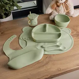 Набір силіконового посуду для дітей Ведмедик 7 предметів, зелений TS Kitchen HP34546G - мініатюра 2