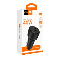Автомобільний зарядний пристрій WUW-C243 PD20W+ PD20W чорний - мініатюра 2