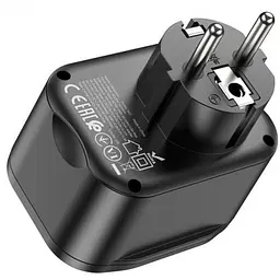 Мережевий фільтр HOCO NS3 на 1 розетку + 2 USB + USB-C, 20W, 220В, Black - мініатюра 3