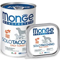 Паштет Monge Dog Solo з свіжого м'яса індички для собак усіх порід 150 гр