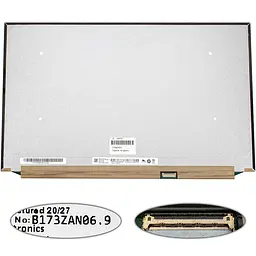 Матриця 17.3" B173ZAN06.9 3840х2160, 40pineDP, IPS, 144hz, 500cd/m2, перенесення кольорів 100%, LED, SLIM без планок і вушок, матова, роз'єм справа внизу для ноутбука