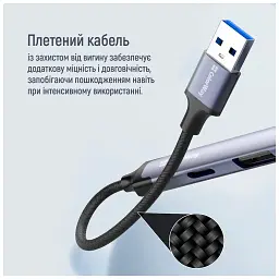 Концентратор ColorWay USB-A/USB-C 4-in-1 USB2.0х2/USB3.0/USB-C2.0 (CW-HUB06) - мініатюра 12