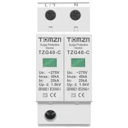 Пристрій захисту від імпульсних перенапруг AC TOMZN TZG40-C 2P 20–40kA 275V обмежувач перенапруги 2х полюсний (19638)
