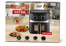 Аерофритниця безмасляна аерогриль Styleberg 1572G 7.5 л фритюрниця для сімейних обідів 1700 Вт Чорна - мініатюра 4
