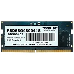 Модуль пам'яті для ноутбука SoDIMM DDR5 8GB 4800 MHz Patriot (PSD58G480041S)