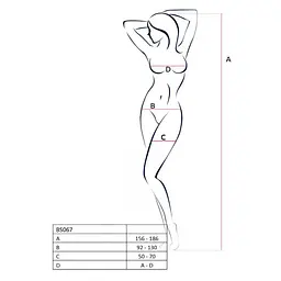 Бодістокінг Passion BS067 комбінезон імітація панчох та топа на бретелях S/M/L red - мініатюра 4