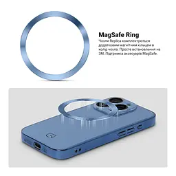 Чехол-накладка для Apple iPhone 14 Pro, Replica MagSafe, голубой, противоударный защитный чехол с магнитным кольцом MagSafe, защита всего корпуса, TPU+PC, зеркальный, выступающий бортик вокруг экрана, ArmorStandart (ARM76204) - мініатюра 4