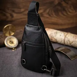 Чоловіча сумка через плече з натуральної шкіри Vintage 23032 чорна - мініатюра 4