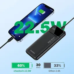 УМБ Choetech 10000mAh 22.5W PD,QC3.0 2USB-A+USB-C Black (B728-CCBK)