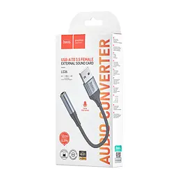 Адаптер Hoco LS36 Fresh external sound card USB to 3.5 Black - мініатюра 2