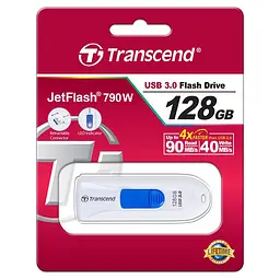 Флеш-накопичувач Transcend 128GB USB 3.1 JetFlash 790 (TS128GJF790W) - мініатюра 2