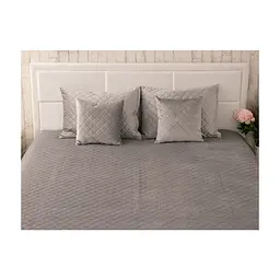 Покривало Руно двостороннє декоративне Velour Grey ромб 220х240 см (330.55_Grey ромб) - мініатюра 4