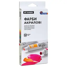 Набір акрилових фарб "Basics" EA1212C-3, 12 кольорів по 12 мл, в тюбиках