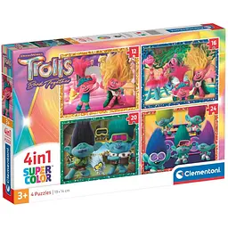 Пазл 4 в 1 Clementoni Trolls 3: 12+16+20+24 елементи (21527)
