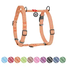 Шлея для собак Waudog Re-cotton H-подібна з QR паспортом світловідбиваюча M 43-60 см помаранчева - мініатюра 2