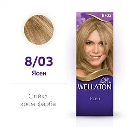 Стійка крем-фарба для волосся Wellaton, відтінок 8/03 (ясень), 110 мл - мініатюра 2