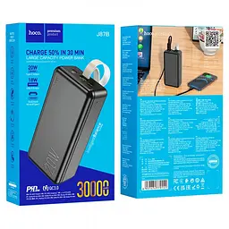 Зовнішній акумулятор Power bank HOCO J87B Tacker PD20W+QC3.0 30000mAh батарея заряджання Чорний - мініатюра 5