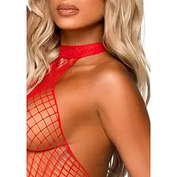 Бодістокінг Leg Avenue Racer neck Bodystocking Red - мініатюра 3