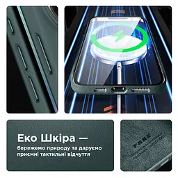 Кожаный чехол-панель для Apple iPhone 15 Plus, FAKE Leather Case, зеленый, искусственная кожа, премиум, противоударный, защита всего корпуса, с мягкой подкладкой, поддержка MagSafe и беспроводной зарядки, ArmorStandart (ARM76297) - мініатюра 4