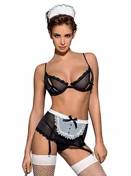 Костюм покоївки Obsessive Maidme S/M чорний - мініатюра 2