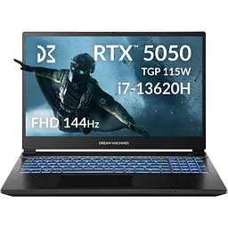 Ноутбук Dream Machines 15.6 RG5050-15UA27 FHD 144Hz/Intel i7-13620H/32GB/1TB/RTX 5050 8GB/DOS (RG5050-15UA27) - мініатюра 1