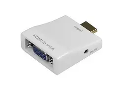 Перехідник HDMI M -> VGA F (з аудіо інтерфейсом) додаткове живлення micro USB, білий RTL