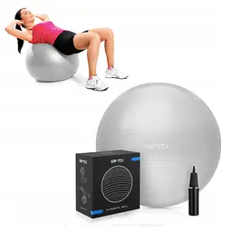 Фітбол Queenfit 65см сірий + насос - мініатюра 4
